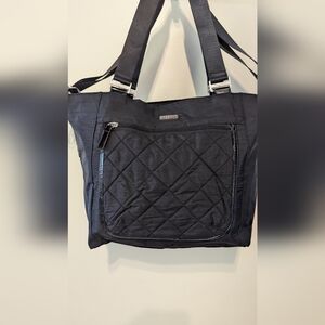Baggalini Crossbody Tote Bag Laptop  Purse   Black Travel Carry on Wristlet
